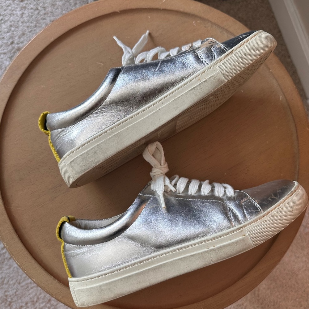 Boden Silver Metallic Low-Top Sneakers